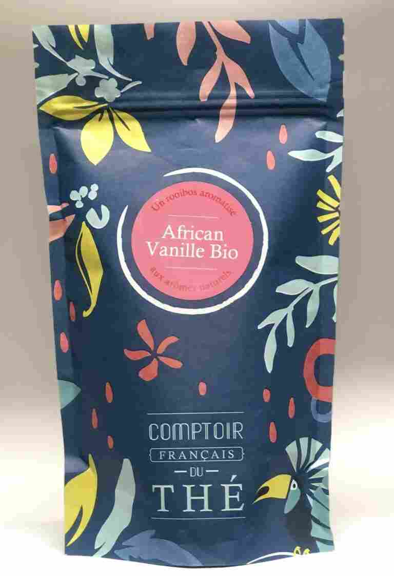 Présentation d'un sachet du thé rooibos African Vanille Bio.