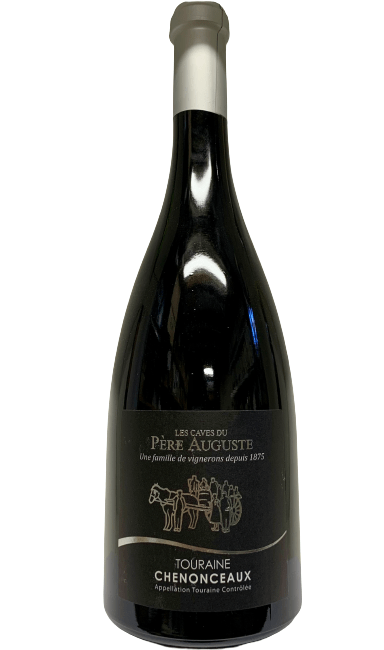 Description d'une photo d'une bouteille en verre de 75cl du vin rouge Touraine Chenonceaux 2019.