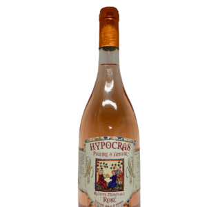 Description d'une photo d'une bouteille de "Hypocras rosé" en verre de 75cl.