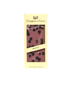 Tablette de chocolat Ruby Myrtille de 90 grammes.