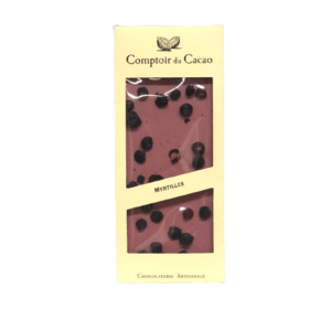 Description d'une photo d'une "Tablette chocolat Ruby Myrtille" de 90g.